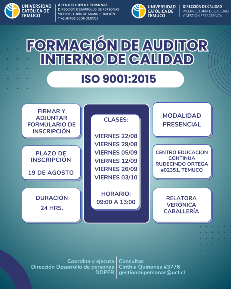 Formación de Auditor Interno de Calidad – DDPER UCT