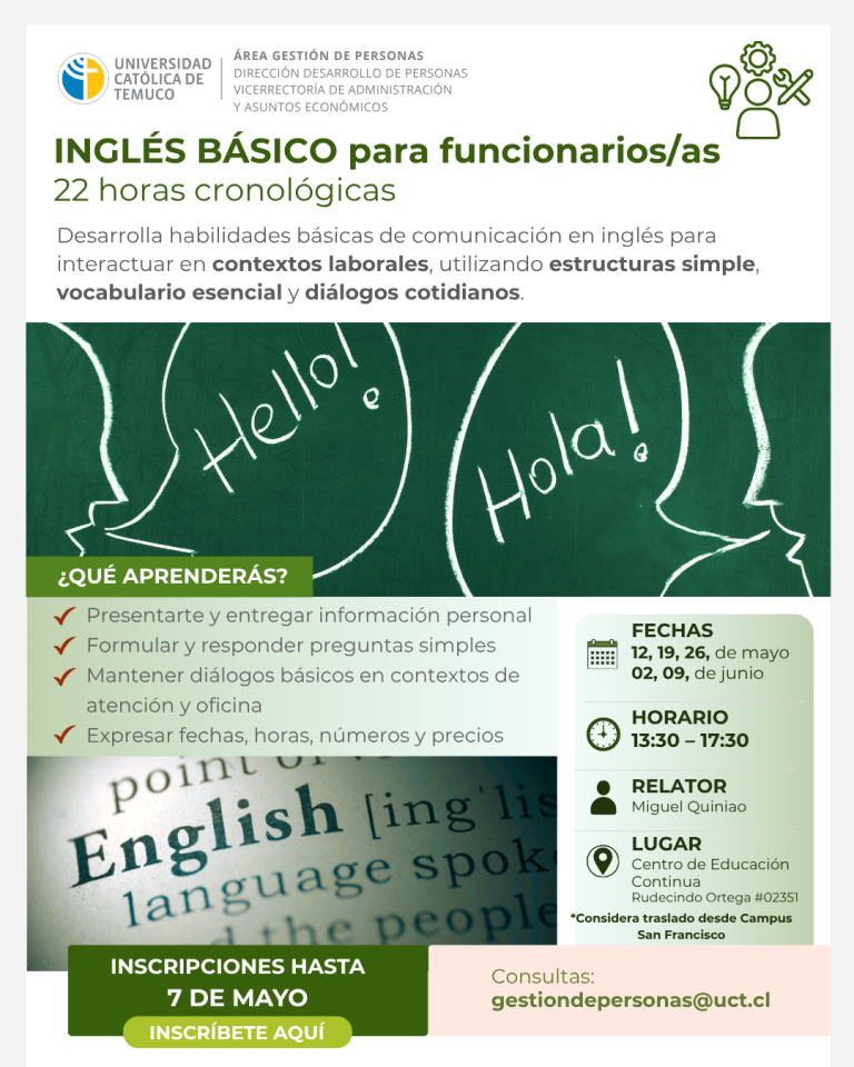 Inglés Básico – DDPER UCT